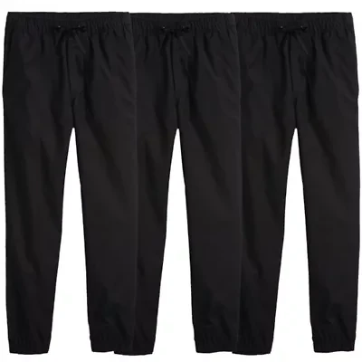 Jump start Boy's Slim Fitting Cotton Stretch Classic Twill Joggers-3 Pack