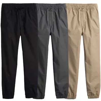 Jump start Boy's Slim Fitting Cotton Stretch Classic Twill Joggers-3 Pack