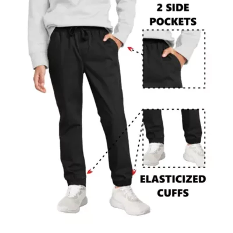 Jump start Boy's Slim Fitting Cotton Stretch Classic Twill Joggers-3 Pack