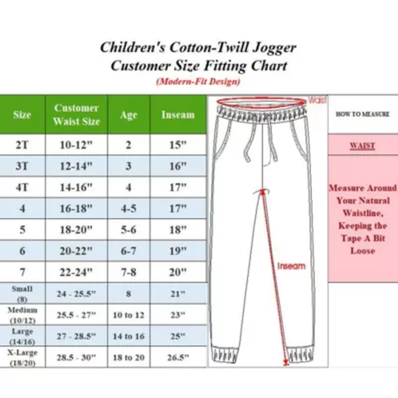 Jump start Boy's Slim Fitting Cotton Stretch Classic Twill Joggers