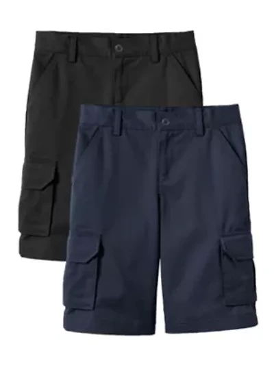 2-Pack Boys Stretch Cotton Cargo Shorts