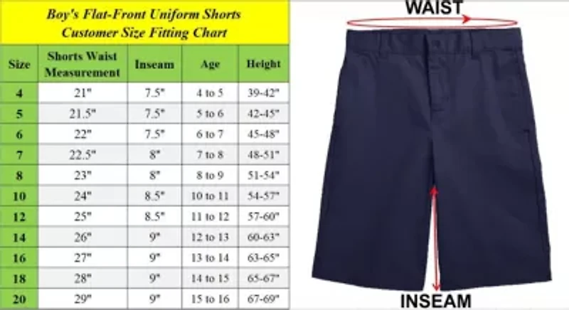 Boy's Stretch Slim Fit School Uniform Twill Shorts