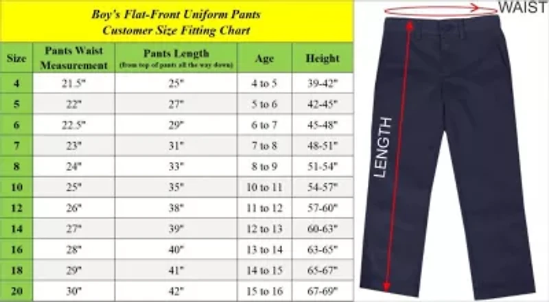 Boy's Stretch Slim Fit School Uniform Chino Pants