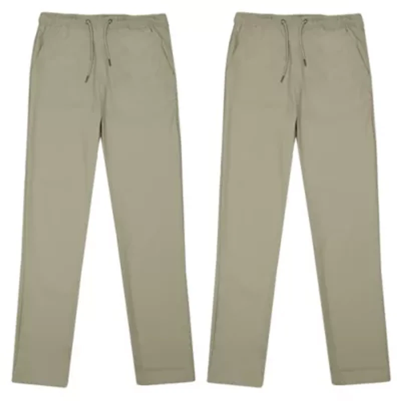Galaxy By Harvic Boy's Cotton Stretch Pull On Uniform Pants With Elastic Waist-2 Pack