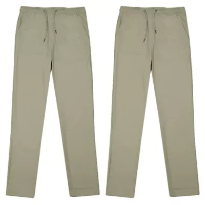 Galaxy By Harvic Boy's Cotton Stretch Pull On Uniform Pants With Elastic Waist-2 Pack
