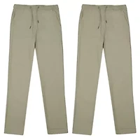 Galaxy By Harvic Boy's Cotton Stretch Pull On Uniform Pants With Elastic Waist-2 Pack