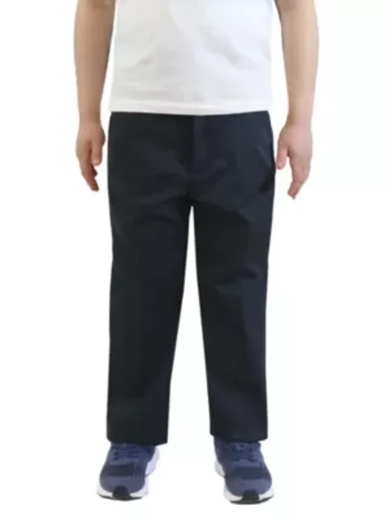 Galaxy Authentic Boys Slim Straight Flat Front School Uniform Pants