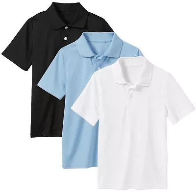 Boys Moisture Wicking Short Sleeve Polos (3-Pack)