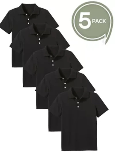 Galaxy by Harvic Boy's School Uniform Polo-5 Pack