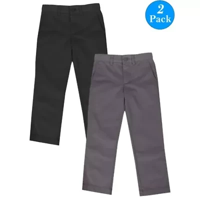 Galaxy Authentic Boy's Flat Front School Uniform Pants- Pack