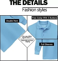 Galaxy Authentic Boy's Slim Fit  Long Sleeve Polo Shirts-3 Pack