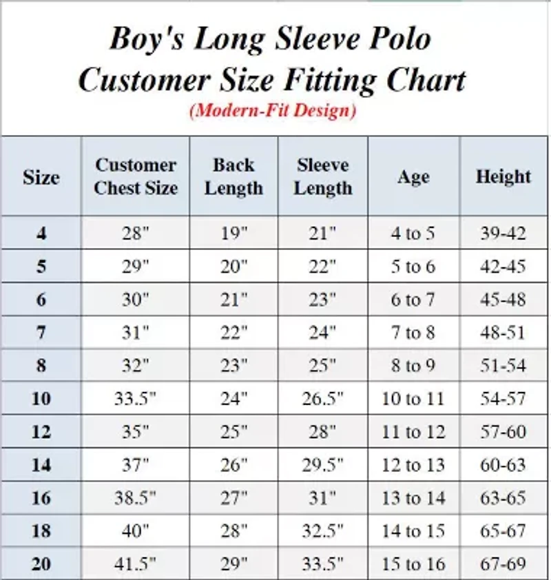 Galaxy Authentic Boy's Slim Fit  Long Sleeve Polo Shirts