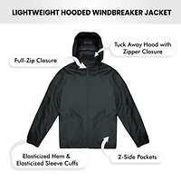 Galaxy Authentic Boy's Fleece Lined Lightweight WIndbreaker Jacket W/ Hood