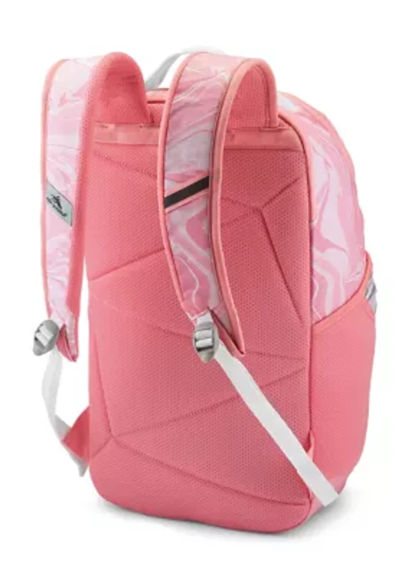 Girls Pink Marble Print Backpack