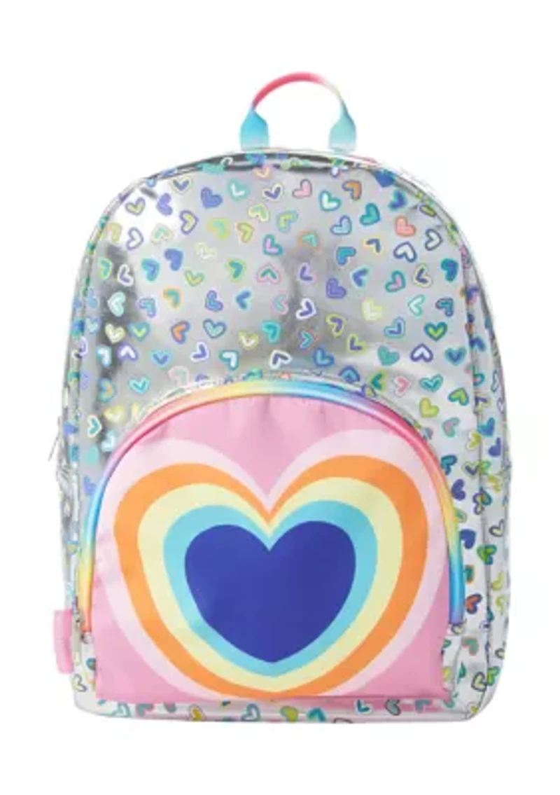 Girls Metallic Heart Backpack