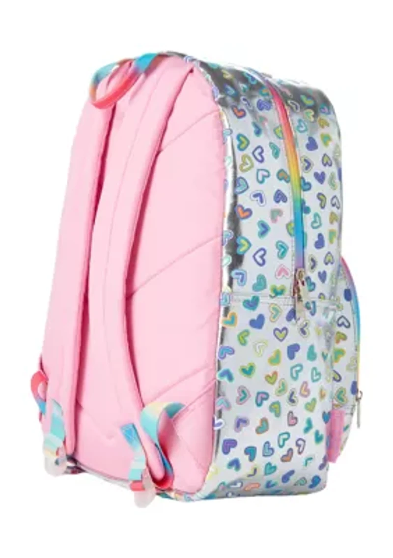 Girls Metallic Heart Backpack