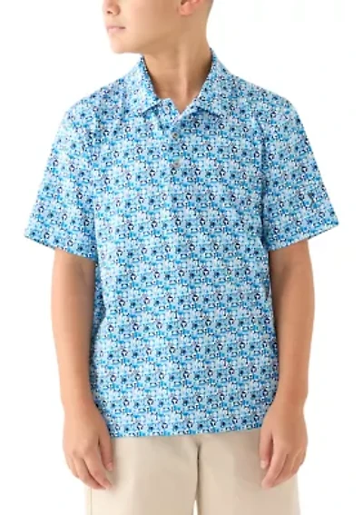 Boys 8-20 Short Sleeve Novelty Geometric Polo