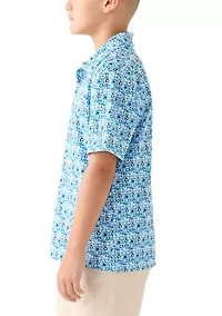 Boys 8-20 Short Sleeve Novelty Geometric Polo