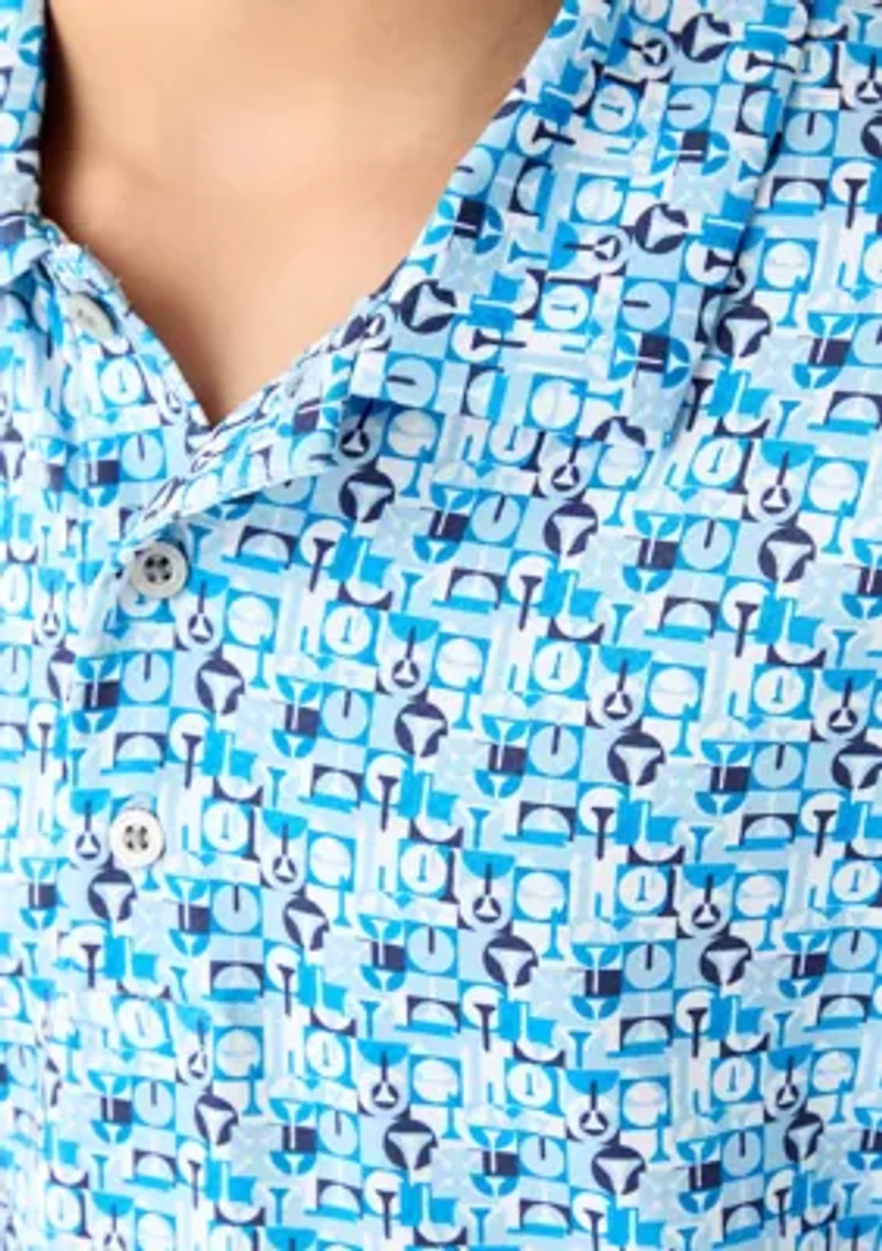 Boys 8-20 Short Sleeve Novelty Geometric Polo