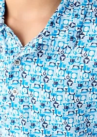 Boys 8-20 Short Sleeve Novelty Geometric Polo