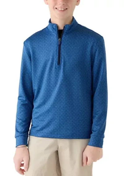 Boys 8-20 Texture Geo Print Long Sleeve 1/4 Zip Golf Pullover Shirt