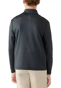 Boys 8-20 Texture Geo Print Long Sleeve 1/4 Zip Golf Pullover Shirt
