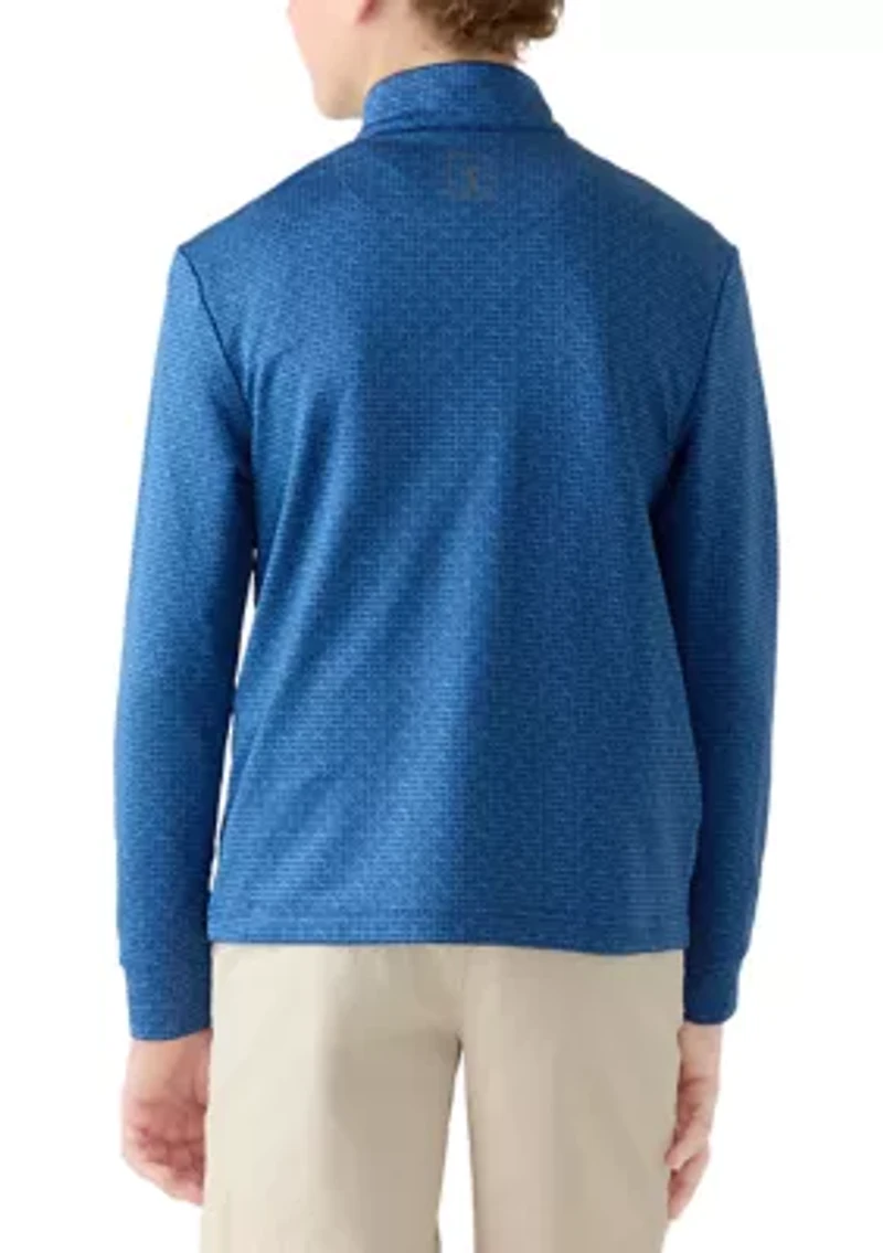 Boys 8-20 Texture Geo Print Long Sleeve 1/4 Zip Golf Pullover Shirt