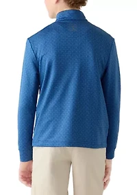 Boys 8-20 Texture Geo Print Long Sleeve 1/4 Zip Golf Pullover Shirt