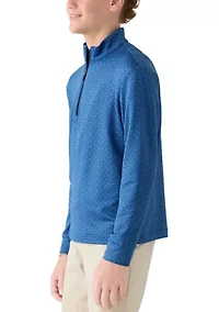 Boys 8-20 Texture Geo Print Long Sleeve 1/4 Zip Golf Pullover Shirt