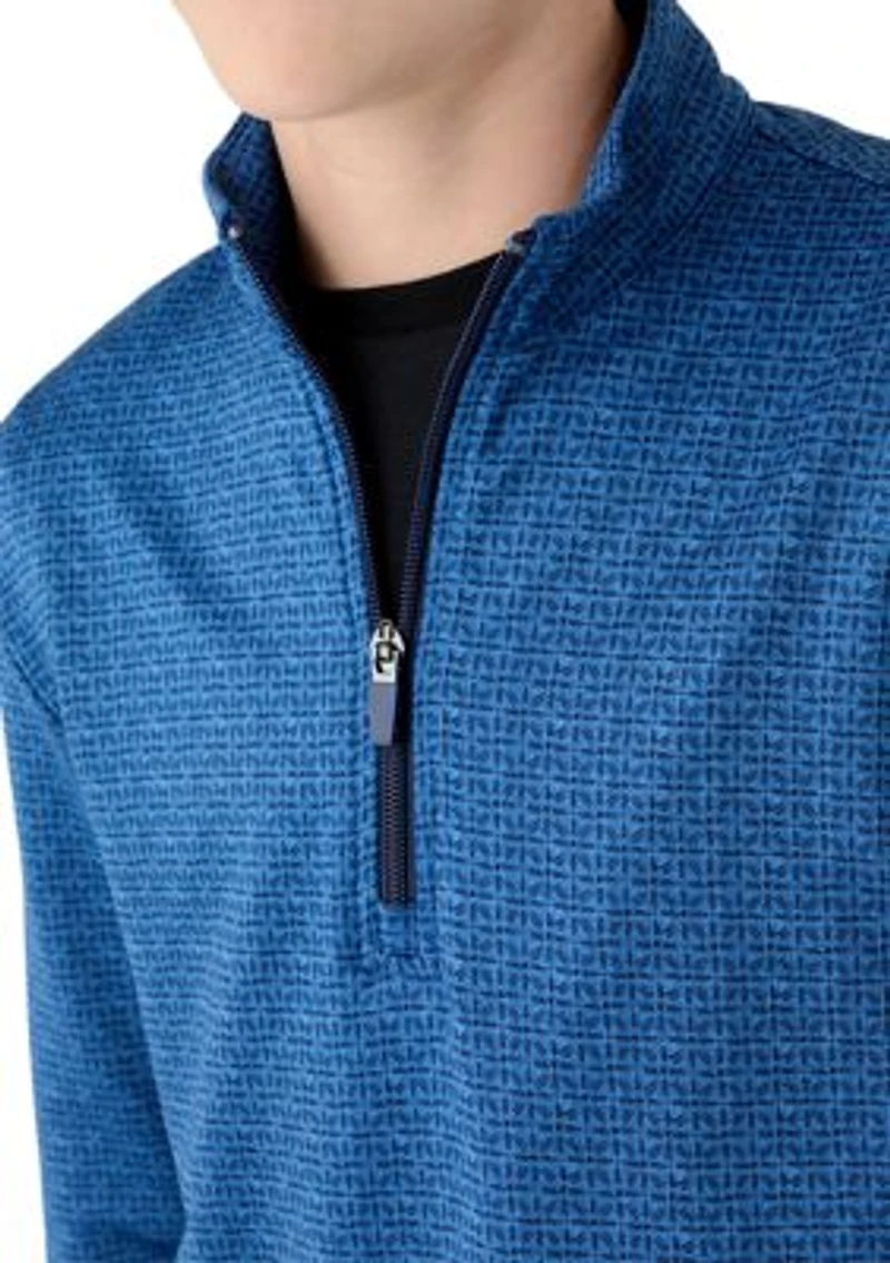 Boys 8-20 Texture Geo Print Long Sleeve 1/4 Zip Golf Pullover Shirt