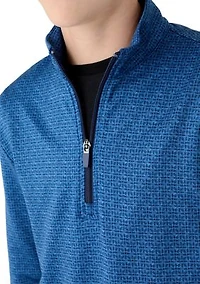 Boys 8-20 Texture Geo Print Long Sleeve 1/4 Zip Golf Pullover Shirt