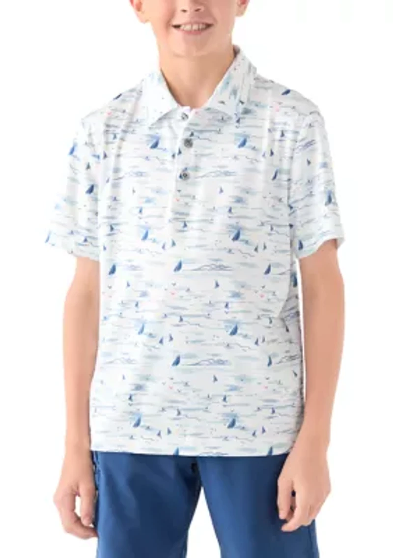 Boys 8-20 Nautical Print Polo Shirt