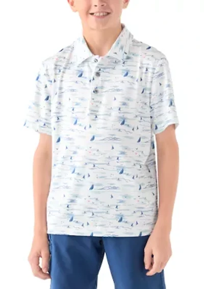 Boys 8-20 Nautical Print Polo Shirt