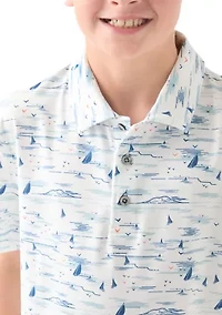 Boys 8-20 Nautical Print Polo Shirt