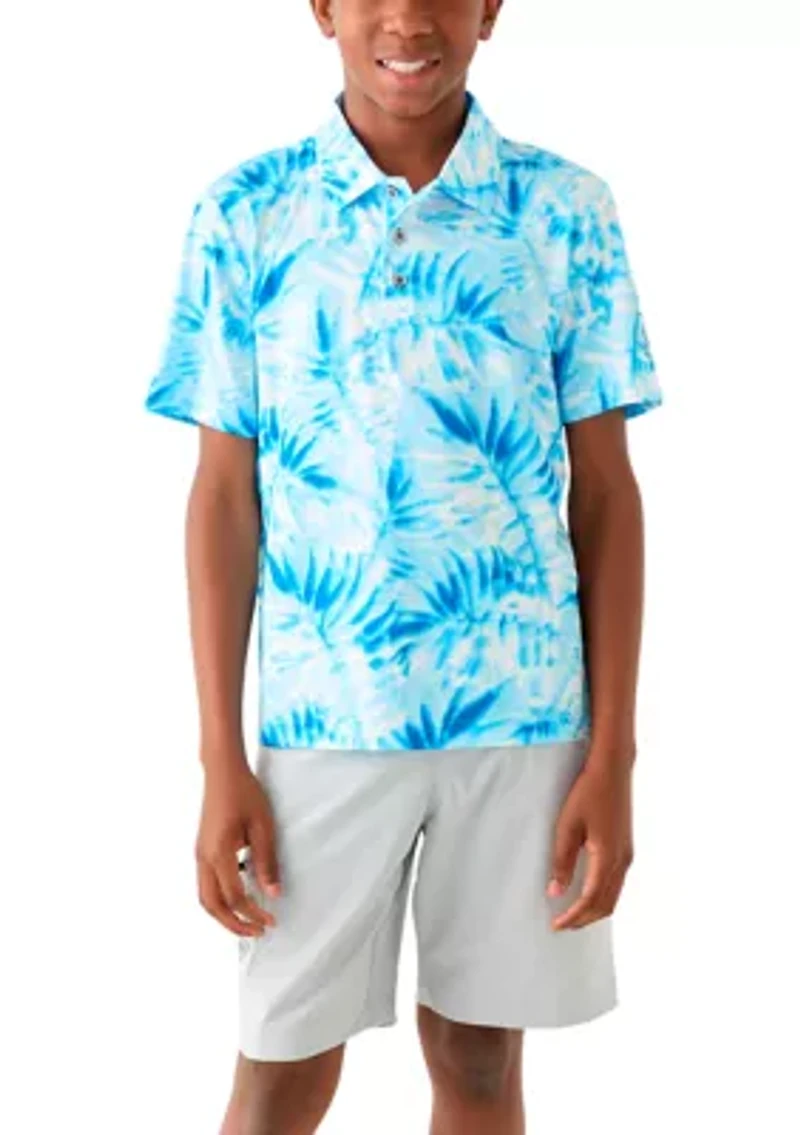 Boys 8-20 Short Sleeve Tropical Leaf Print Polo Shirt