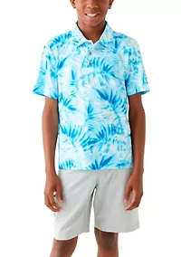 Boys 8-20 Short Sleeve Tropical Leaf Print Polo Shirt