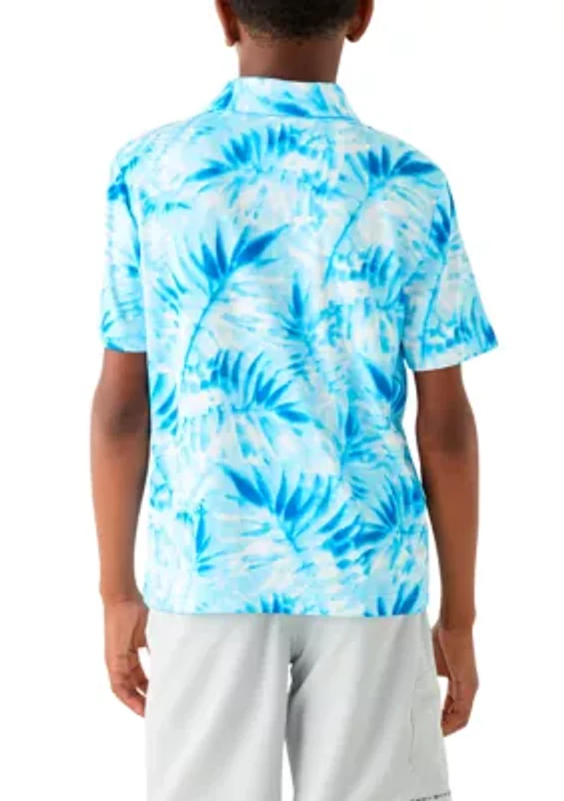 Boys 8-20 Short Sleeve Tropical Leaf Print Polo Shirt
