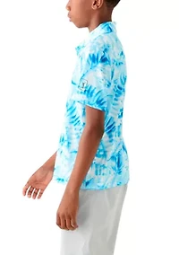 Boys 8-20 Short Sleeve Tropical Leaf Print Polo Shirt