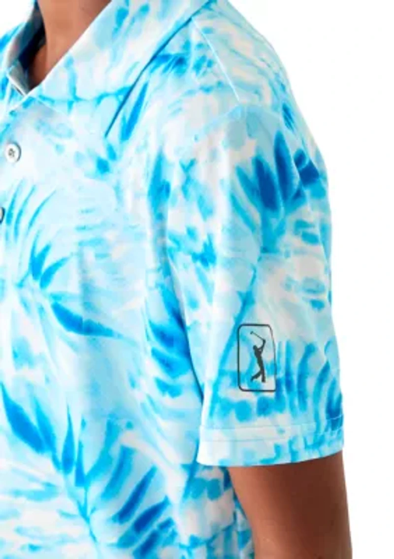 Boys 8-20 Short Sleeve Tropical Leaf Print Polo Shirt