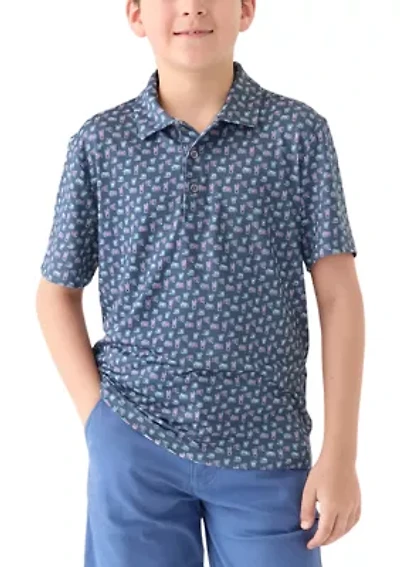 Boys 8-20 Short Sleeve Refreshments Printed Polo Shirt