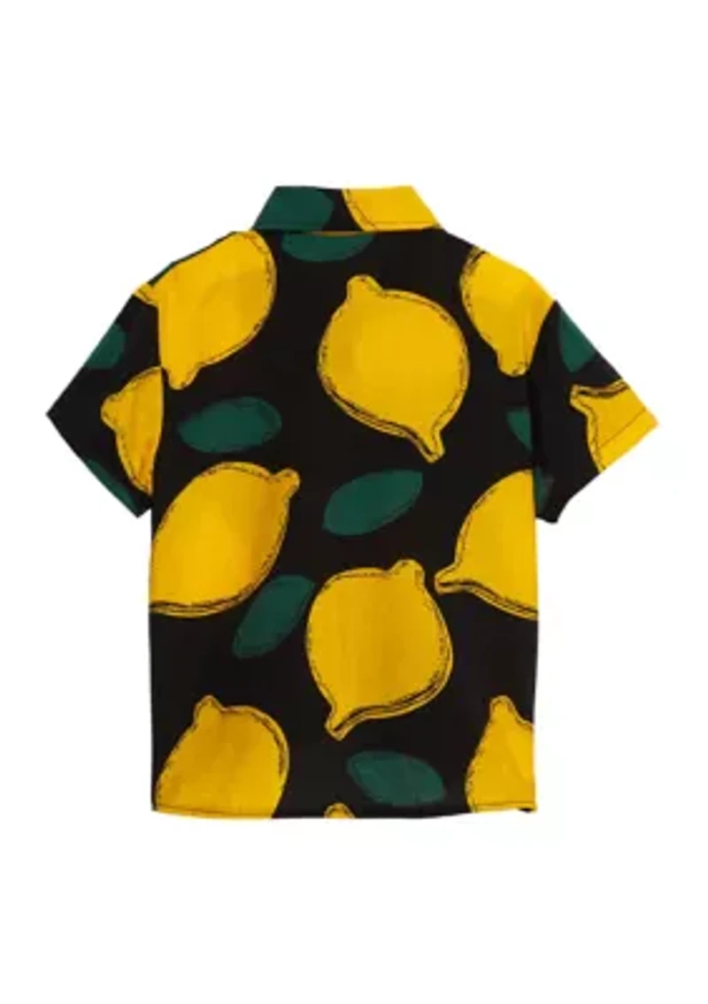 Toddler Boys Short Sleeve Lemon Woven Shirt