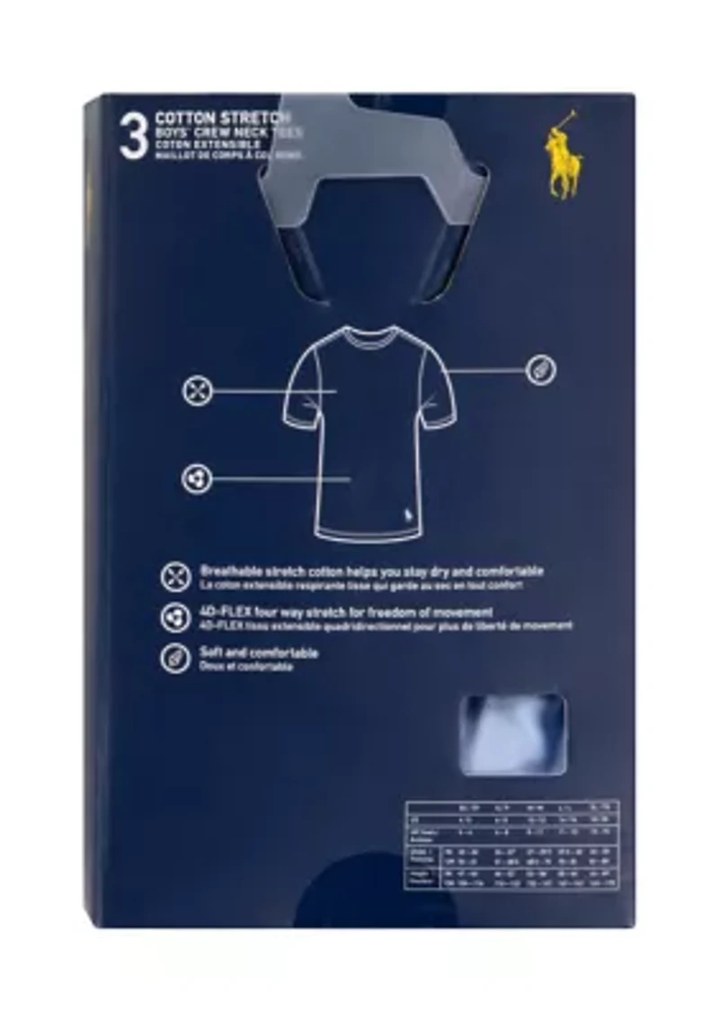 Boys 8-20 Cotton Crew Neck Undershirts - 3 Pack