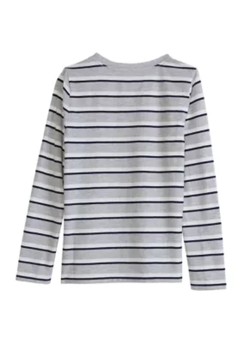 Boys 4-7 Heather Stripe Crew Neck T-Shirt