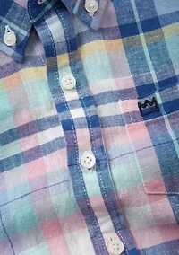 Boys 4-7 Short Sleeve Plaid Button Down Shirt