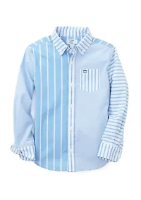 Boys 8-20 Mixed Stripe Button Down Shirt