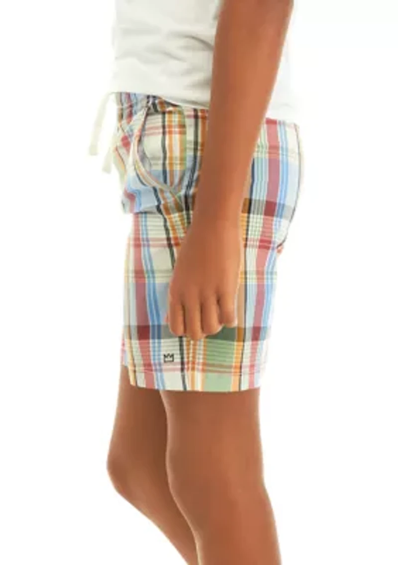 Boys 8-20 Plaid Yarn Dye Twill Shorts