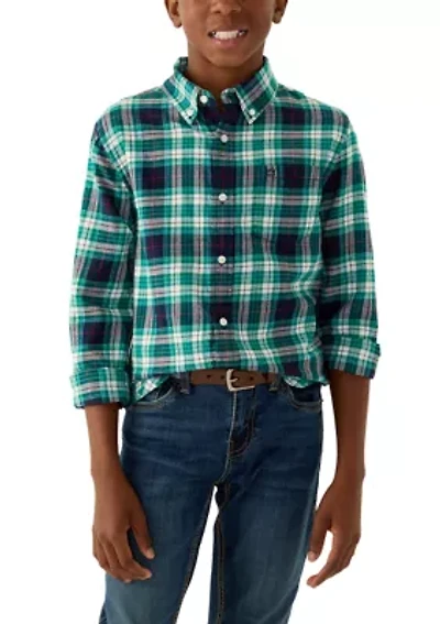 Boys 8-20 Printed Twill Button Down Shirt