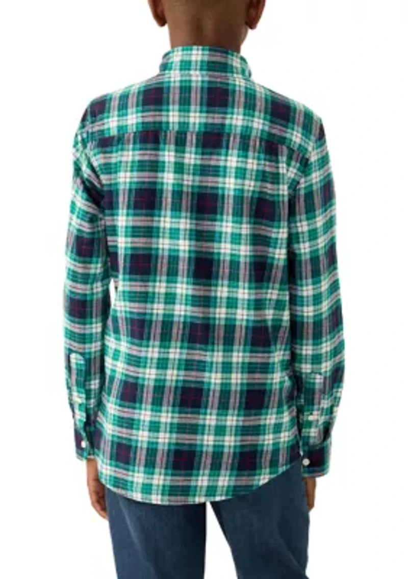 Boys 8-20 Printed Twill Button Down Shirt