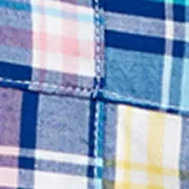Boys 8-20 Madras Plaid Patch Printed Shorts