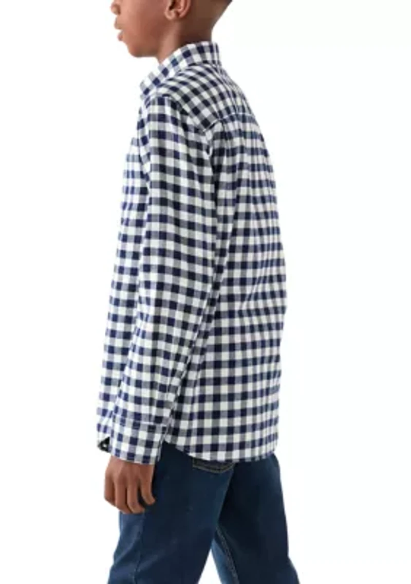 Boys 8-20 Yarn Dyed Twill Button Down Shirt